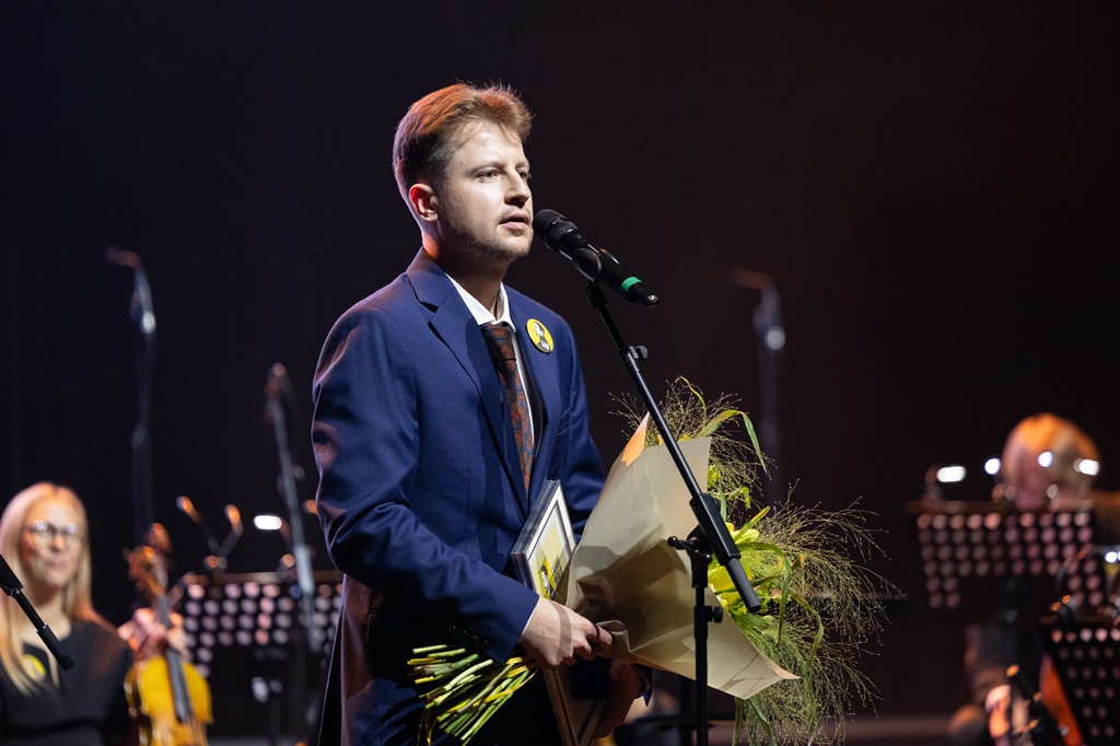 Laurynas Peluritis Šalkauskio premija. Gintarės Daknytės nuotrauka